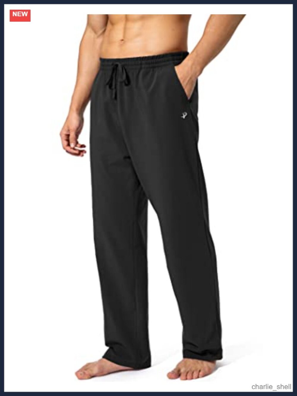 Men's Cotton Blend Yoga Sweatpants with Pockets, Drawstring Waist, Regular Fit